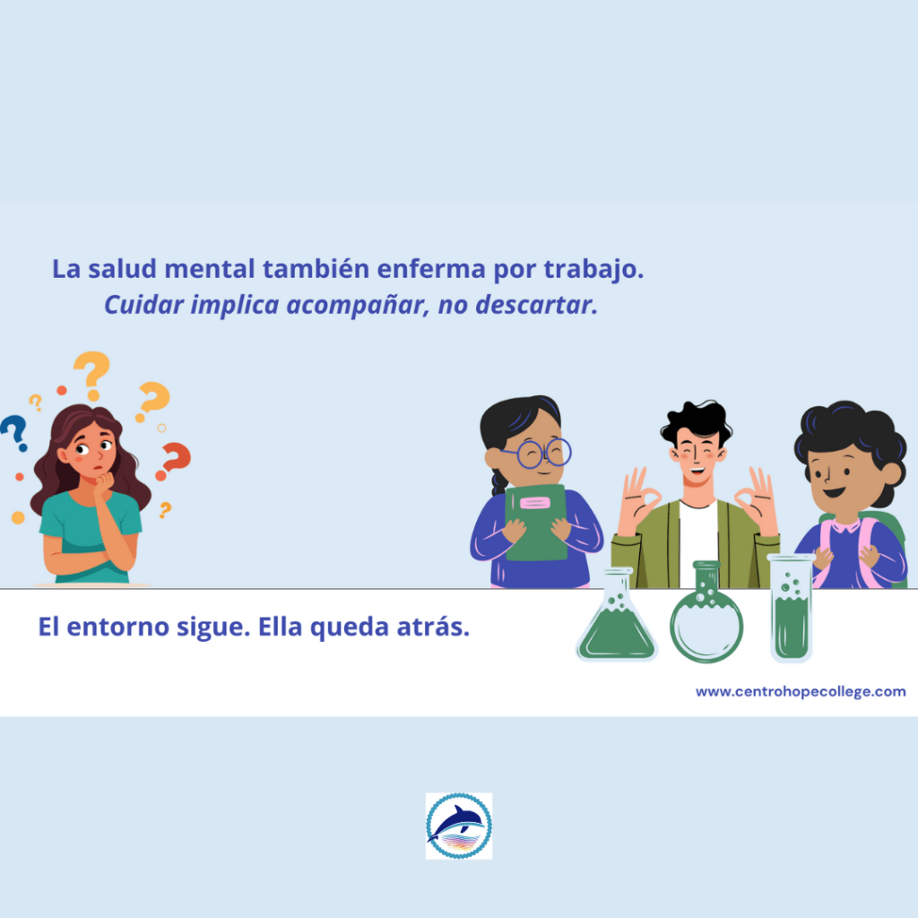Despido por Enfermedad y Salud Mental en el Trabajo: Una cultura que aún castiga el agotamiento, mostrando cómo una joven queda excluida mientras sus compañeros siguen adelante.