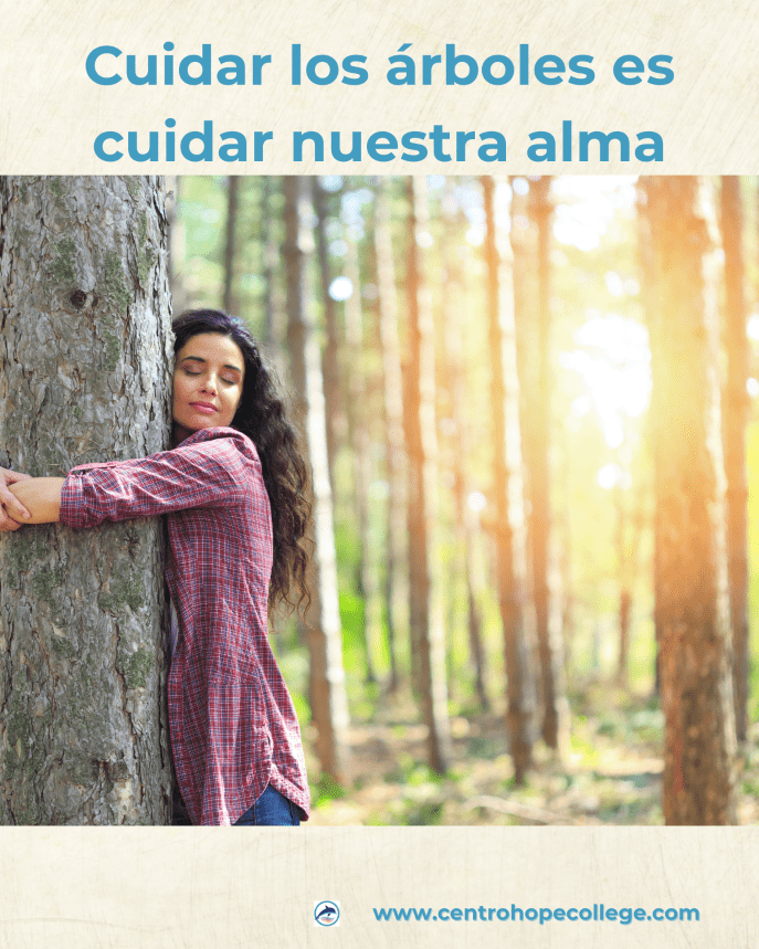 El impacto espiritual y físico de cargar árboles por capricho se refleja en nuestra desconexión con la naturaleza, como muestra esta imagen de una mujer abrazando un árbol.